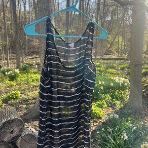 Old Navy Sheer Black & White Striped Tank Top - Women’s Medium